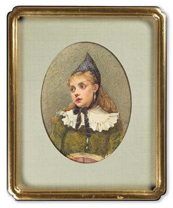 Greenaway, Kate (1846-1901) Portrait of a Girl in Kerchief and Collar.                                                                           